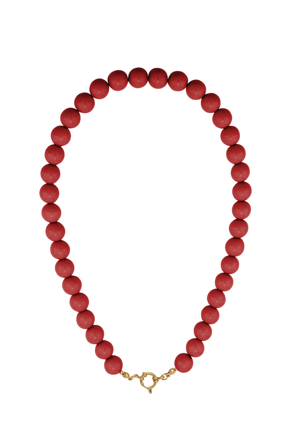 Kralenketting met sluiting aan de voorkant – 12 mm - rood