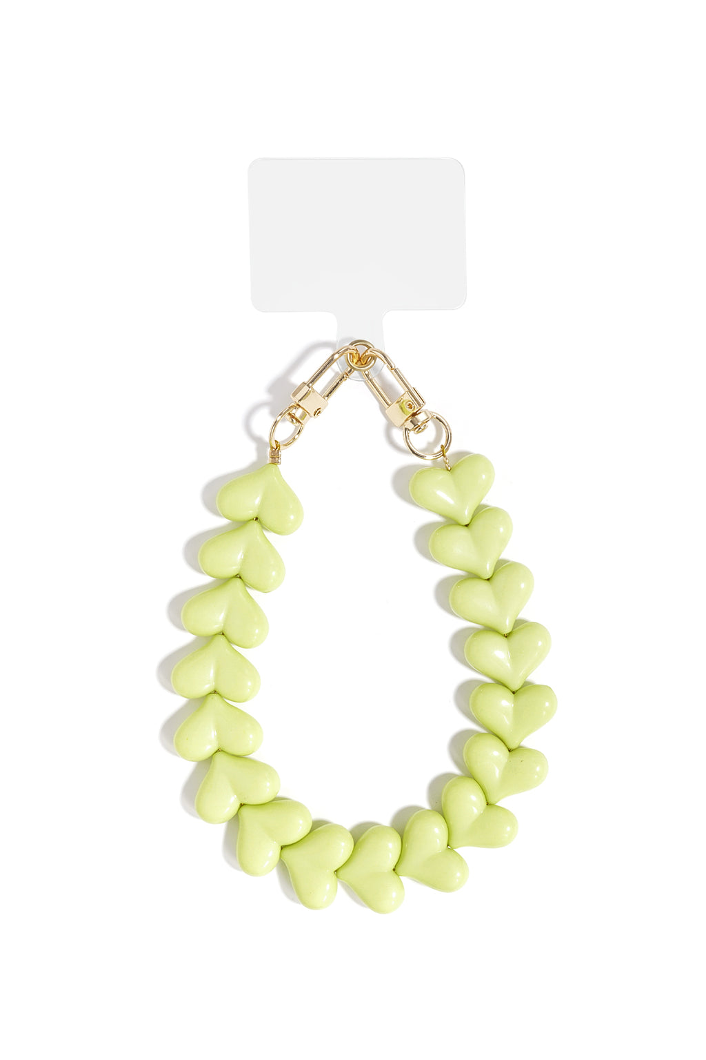 Telefoonketting met hartjes - licht groen