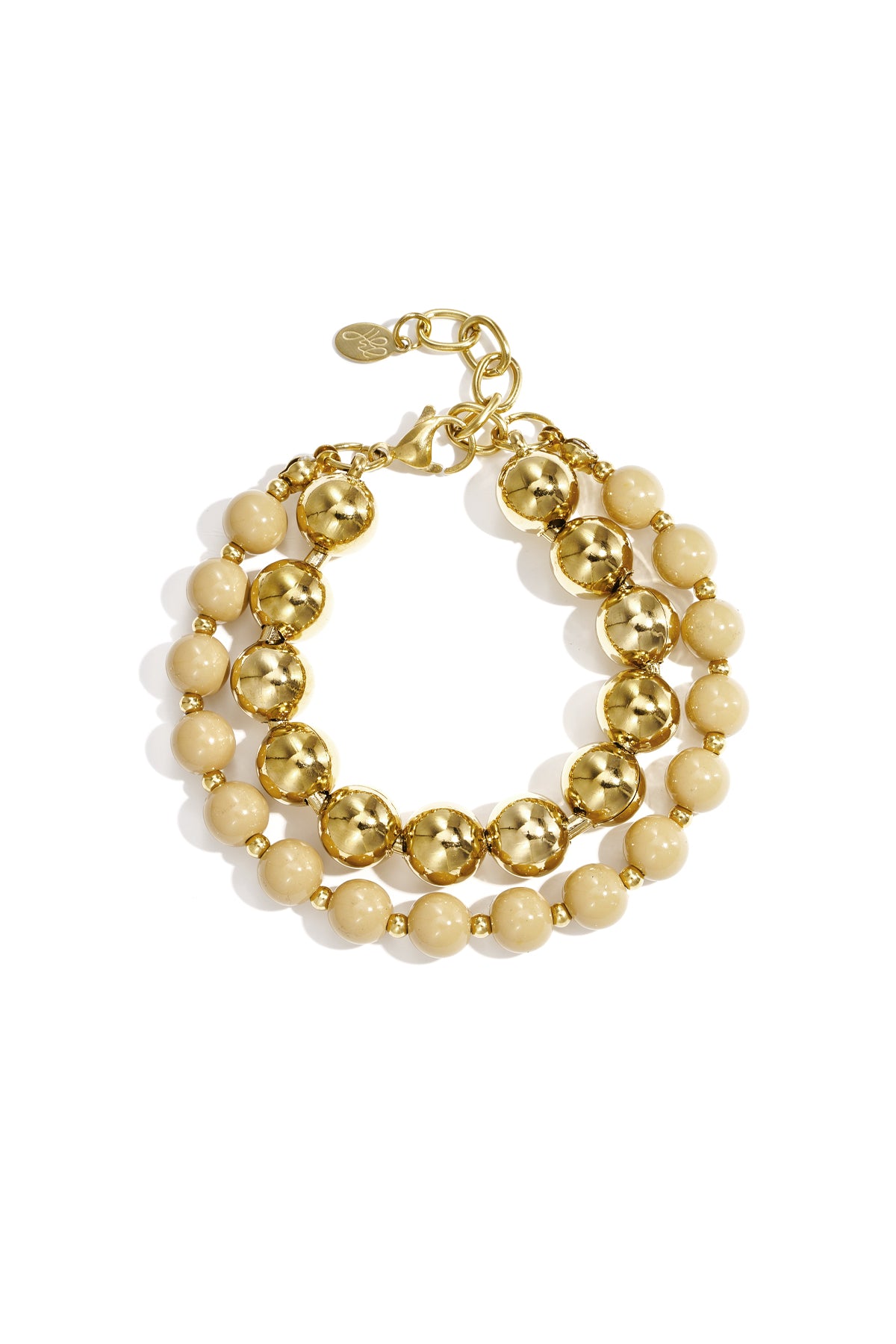 Dubbele kralenarmband - kaki