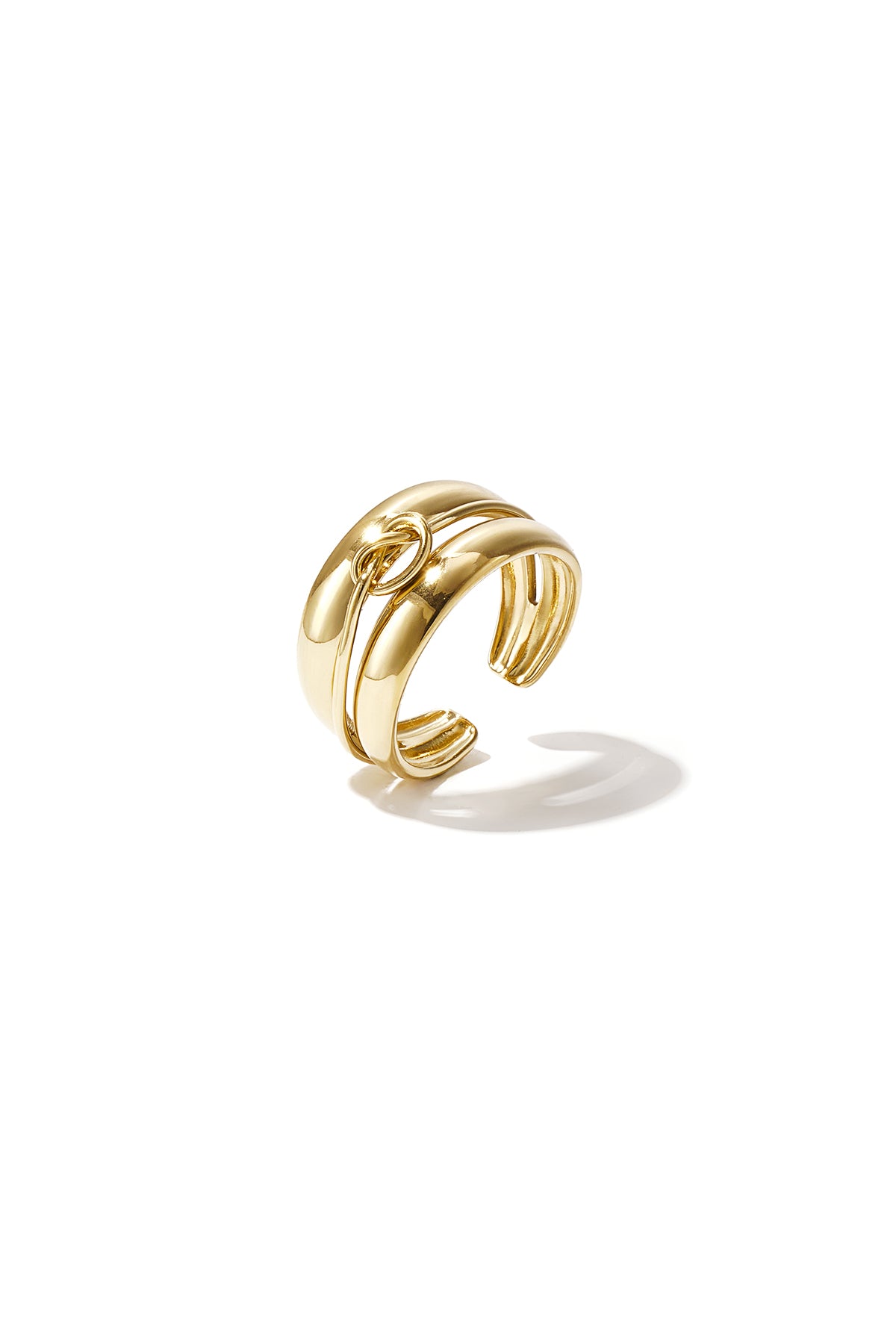 Gelaagde ring met minimalistisch gedraaide details - goud