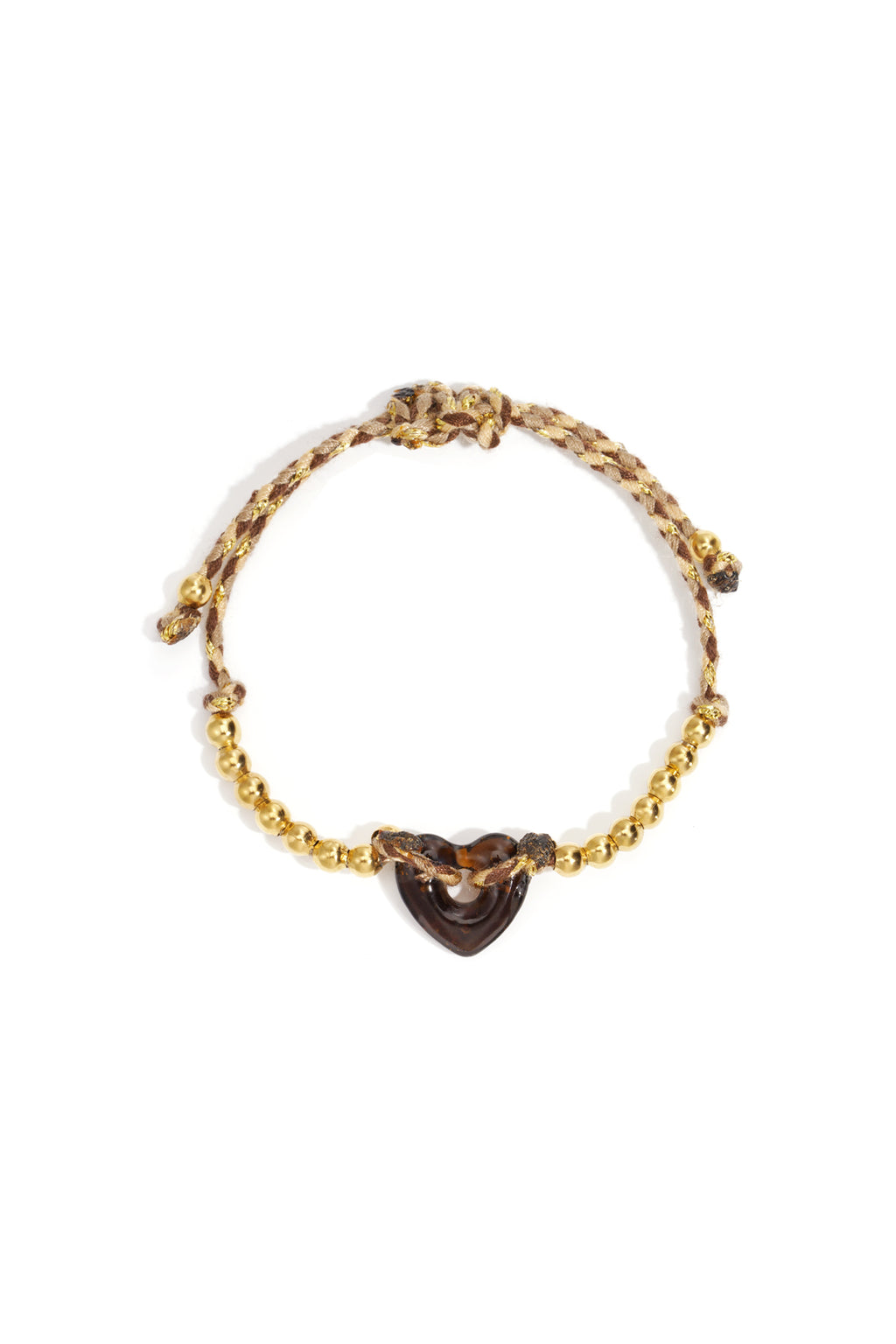 Polyester kralen armbanden hart - donker bruin