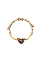 Polyester kralen armbanden hart - donker bruin