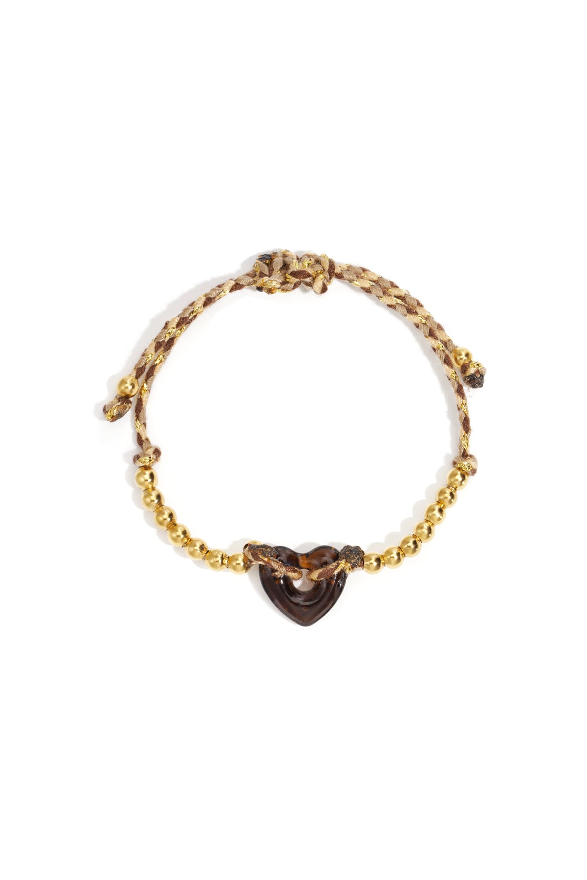 Polyester kralen armbanden hart - donker bruin