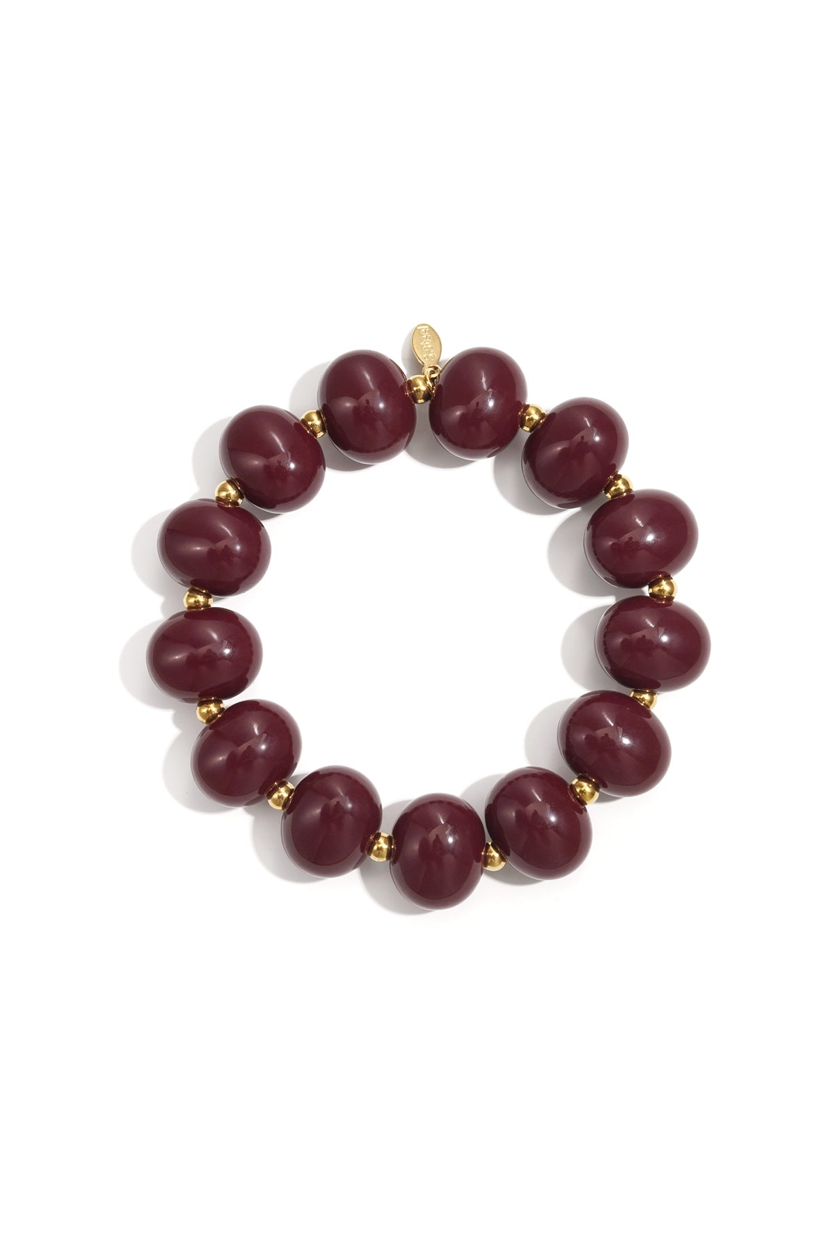 Elastieke kralenarmband met grote kralen - wijn rood