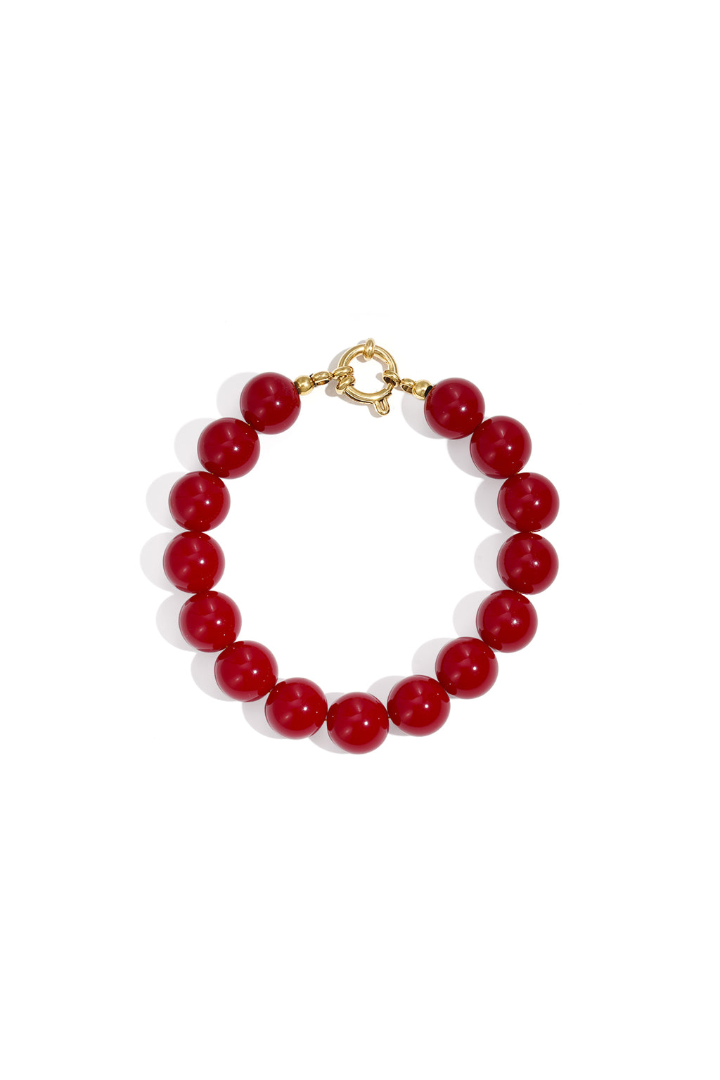 Armband met middelgrote kralen en sluiting aan de voorkant – 12 mm - donker rood