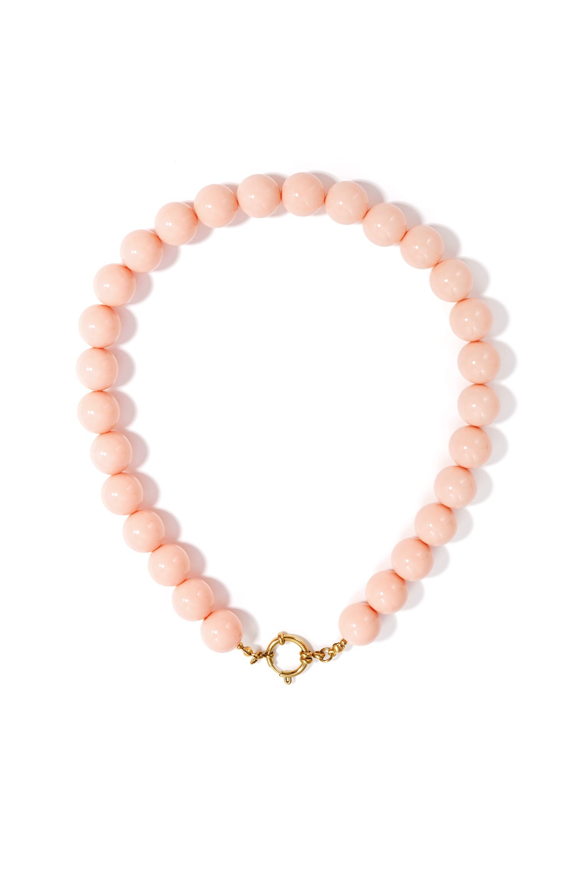 Ketting met grote kralen en sluiting aan de voorkant – 15 mm - Zacht roze