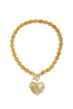 Kralenketting met frontsluitingcharm - kaki