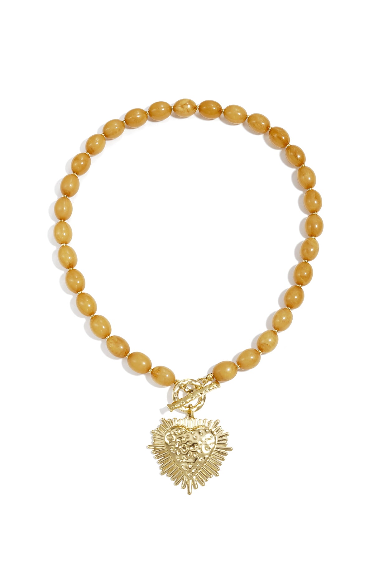 Kralenketting met frontsluitingcharm - kaki