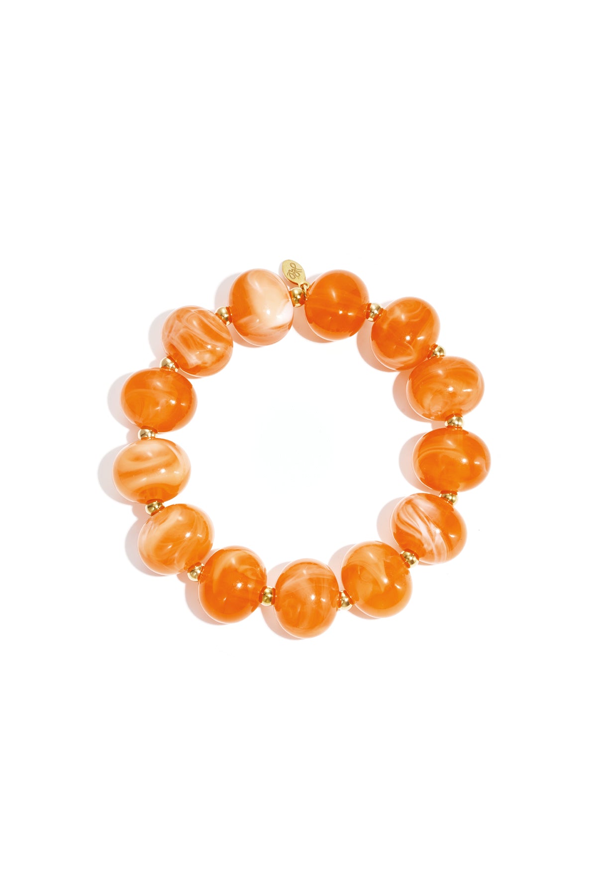 Elastieke kralenarmband met grote kralen - oranje
