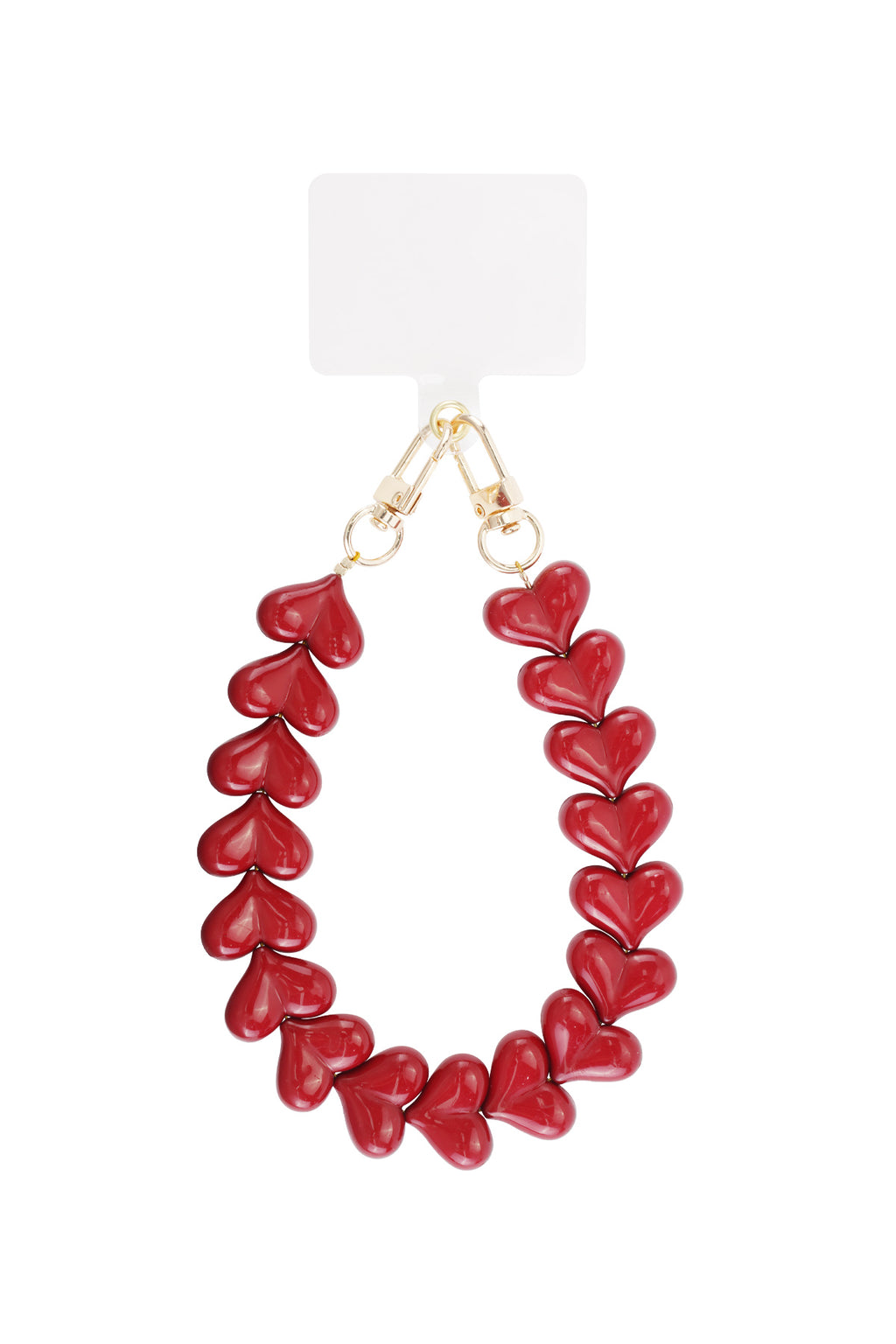 Telefoonketting met hartjes - donker rood